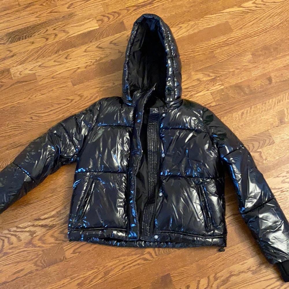 Gap Shiny Black Puffer, Size Small